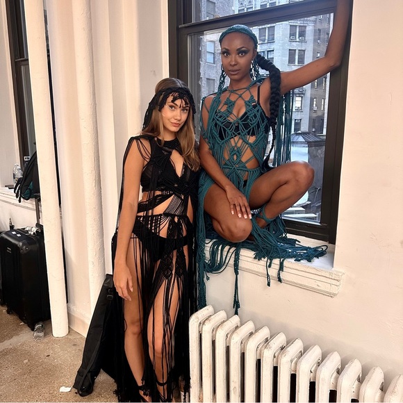 Handmade Macrame Crochet Goth Dress Festival Burning Man - Picture 17 of 17